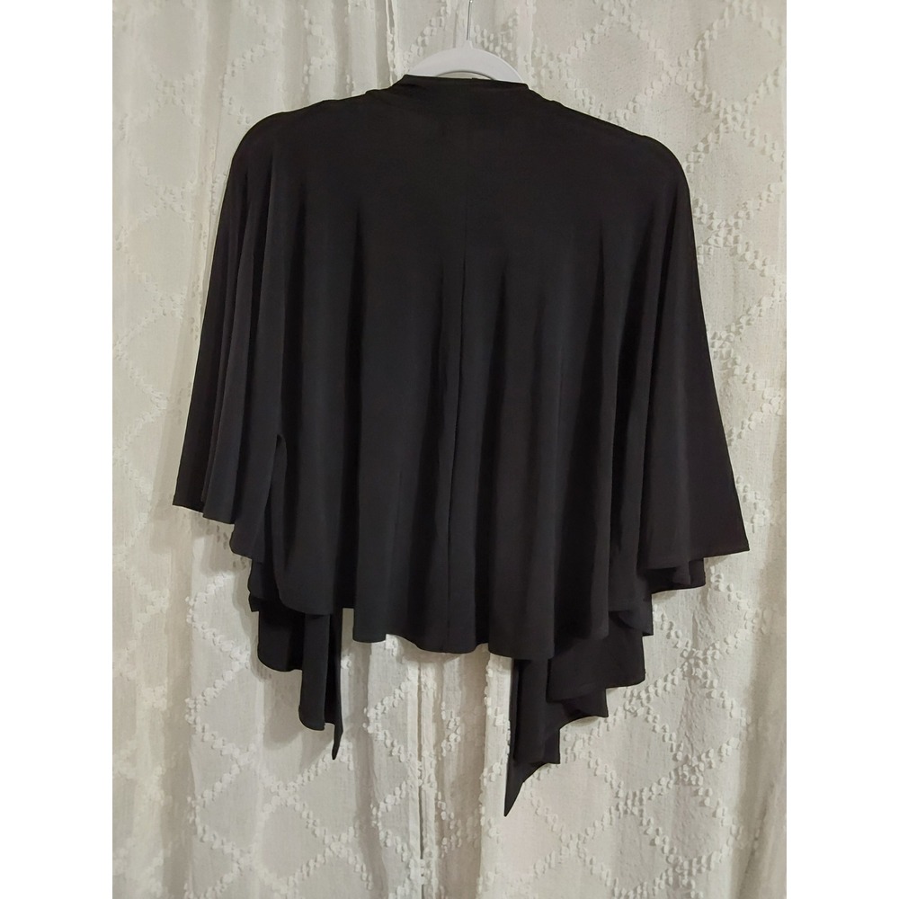 aDRESSing WOMAN Black Draped Open Front Shrug Flutter Sleeve Bolero One Size